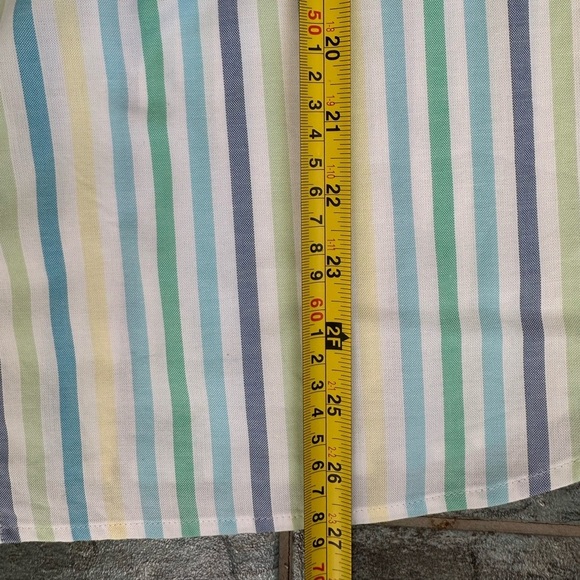 Talbots Plus Size 1X Striped Button Up Shirt 100% Cotton Roll Tab Sleeves EUC - Picture 8 of 8